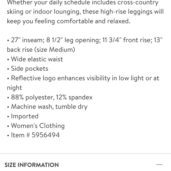 Zella cozy leggings w/side pockets EUC sz M two available - Picture 9 of 9